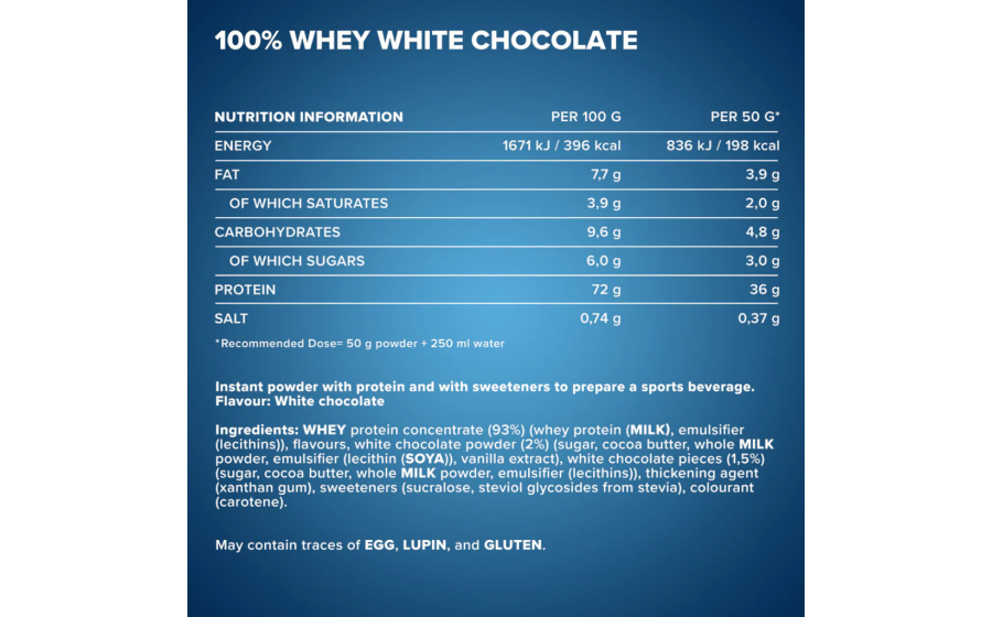 IronMaxx 100% Whey Protein – білий шоколад, 900 г