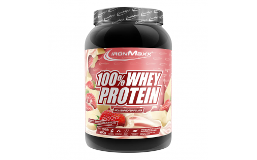 IronMaxx 100% Whey Protein 900 г – Білий Шоколад-Клубніка