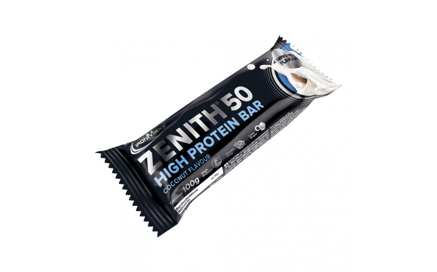 IronMaxx 50% Zenith Protein Bar – батончик з 50% білка, Кокос IronMaxx 50% Zenith Protein Bar 100 г – Coconut; протеїновий бат