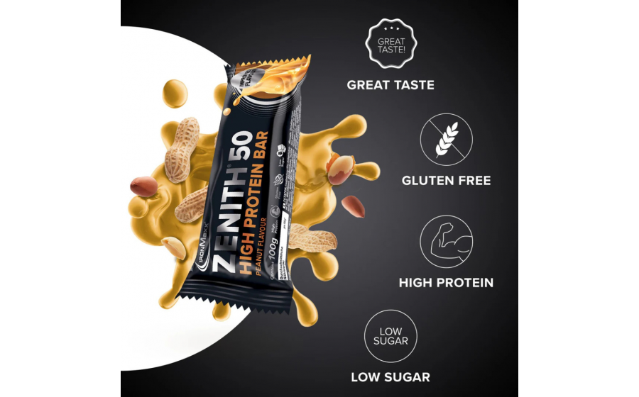 IronMaxx 50% Zenith Protein Bar – батончик з 50% білка, Арахіс IronMaxx 50% Zenith Protein Bar 100 г – Peanut; протеїновий бато