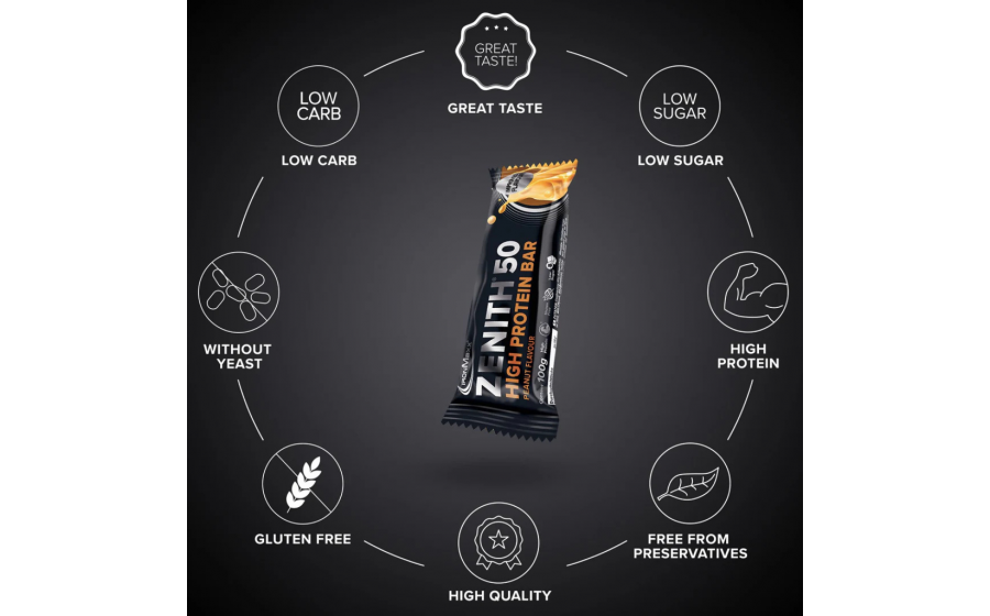 IronMaxx 50% Zenith Protein Bar – батончик з 50% білка, Арахіс IronMaxx 50% Zenith Protein Bar 100 г – Peanut; протеїновий бато