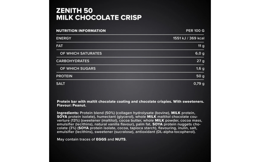 IronMaxx 50% Zenith Protein Bar – батончик з 50% білка, Арахіс IronMaxx 50% Zenith Protein Bar 100 г – Peanut; протеїновий бато