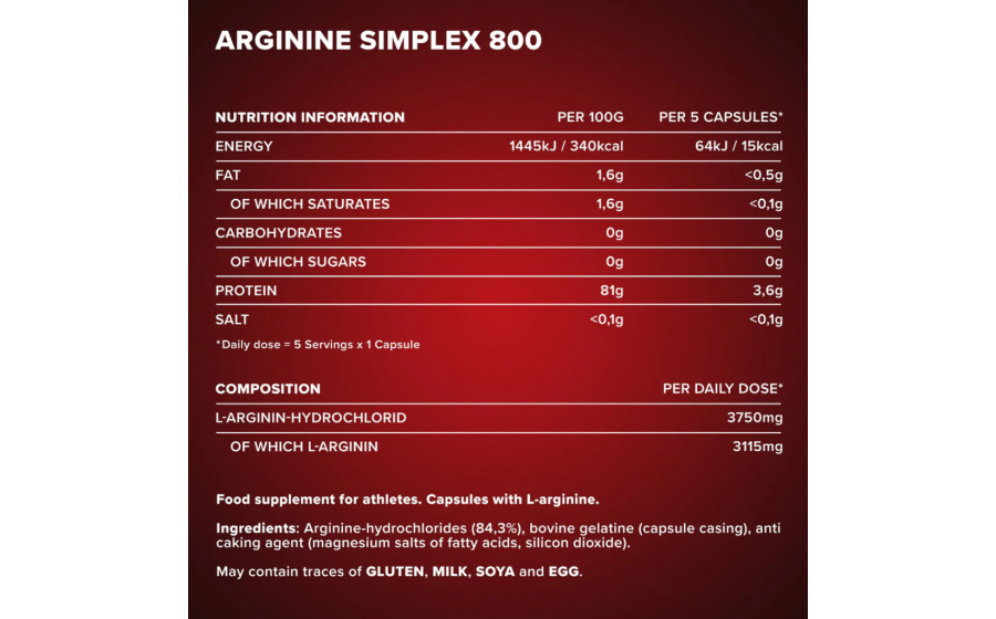 IronMaxx Arginine Simplex 800 – 130 капсул, аргинин 800 мг