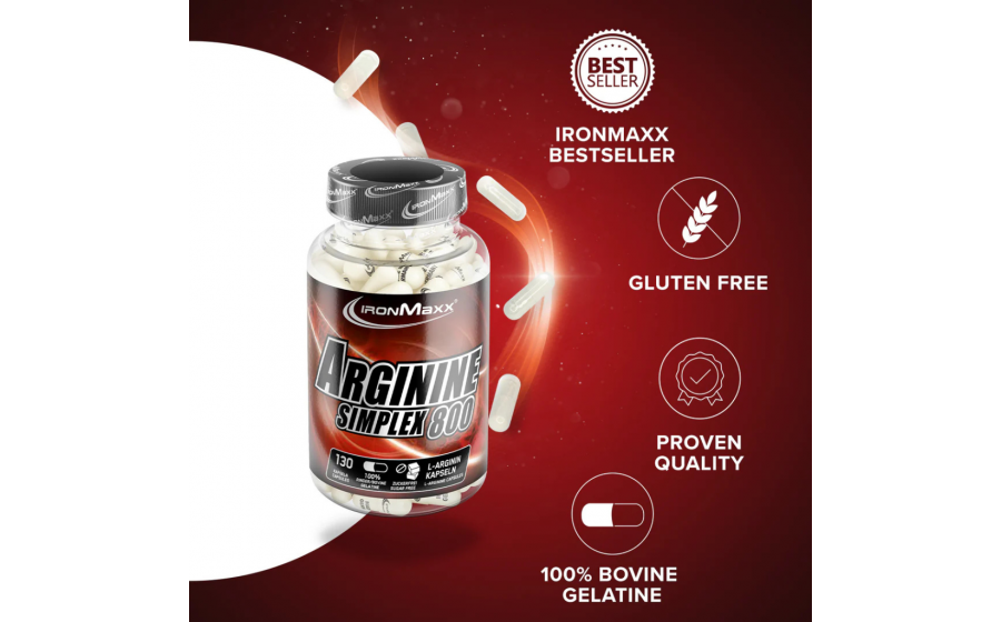 IronMaxx Arginine Simplex 800 – 130 капсул, аргинин 800 мг