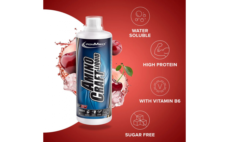 IronMaxx AminoCraft Liquid 1000 мл – вишнёвый вкус, жидкие амино