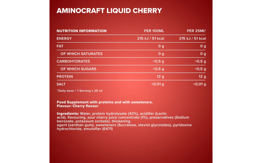 IronMaxx AminoCraft Liquid 1000 мл – вишнёвый вкус, жидкие амино