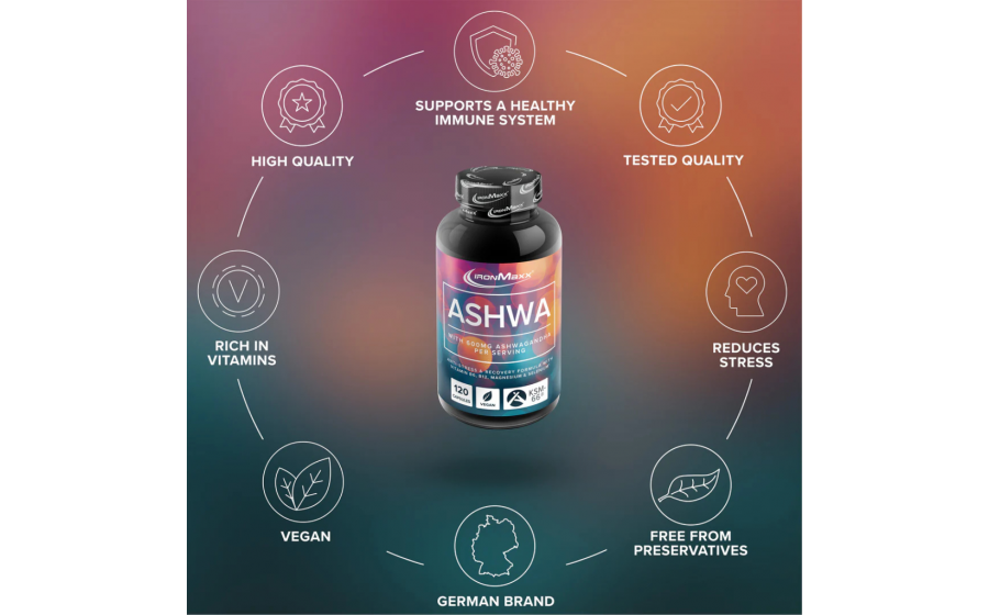 IronMaxx Ashwagandha – 120 капсул, ашваганда для здоровья IronMaxx Ashwagandha – капсулы ашваганды для снижения стресса и