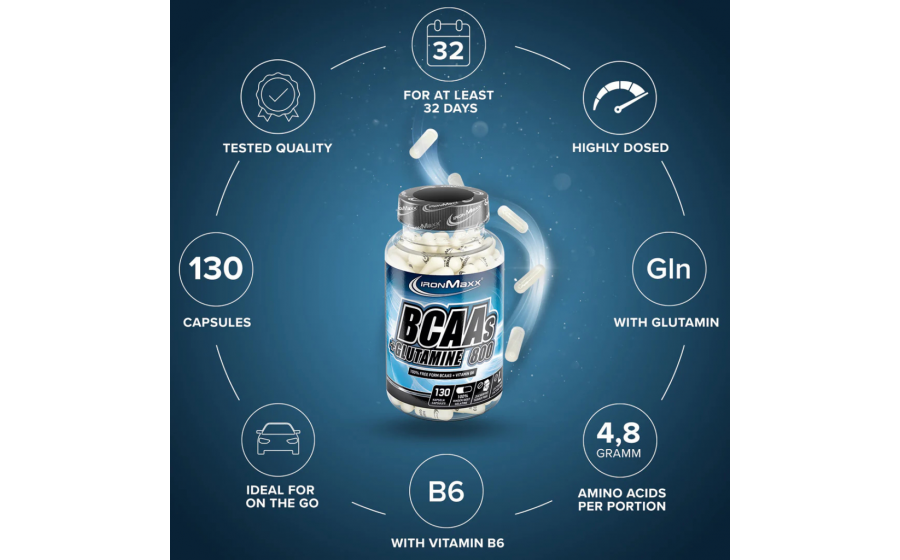IronMaxx BCAAs + Glutamine 800 – 130 капсул