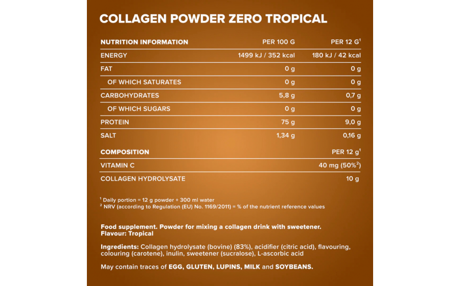 IronMaxx Collagen Powder Zero – колаген без цукру, 250 г, Тропіч IronMaxx Collagen Powder Zero 250 г – Tropical; порошковий колаг