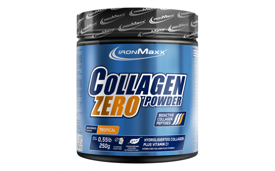 IronMaxx Collagen Powder Zero – коллаген без сахара, 250 г, Троп IronMaxx Collagen Powder Zero 250 г – Tropical; порошковый колла