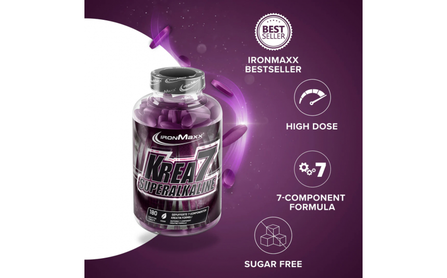 IronMaxx Krea7 Superalkaline – 180 таблеток IronMaxx Krea7 Superalkaline – 7 форм креатину, таблетована форм