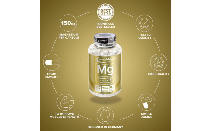 IronMaxx Magnesium – капсули магнію для м’язів, нервів та віднов