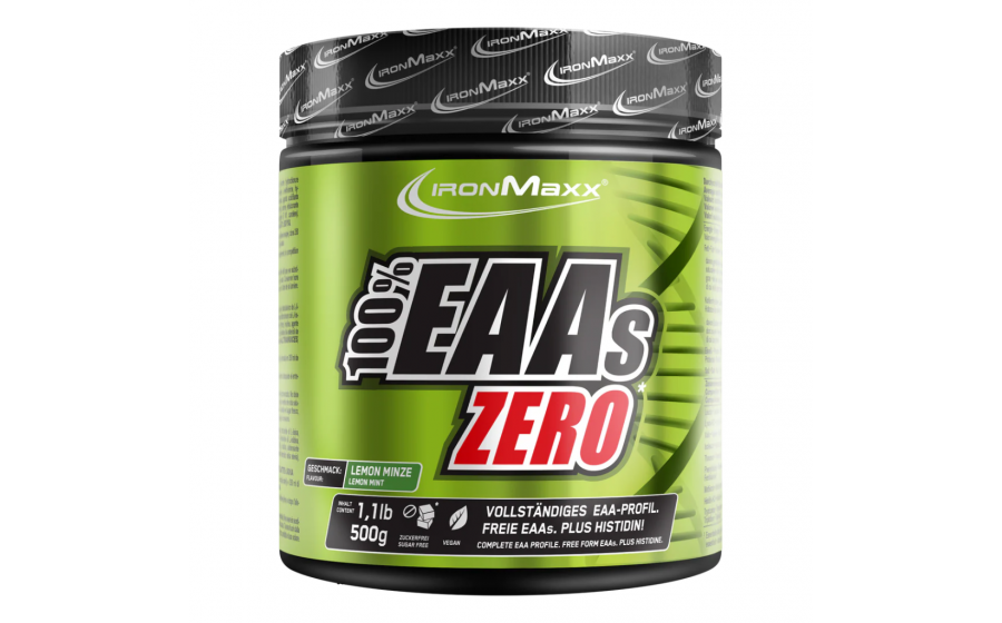IronMaxx EAAs Zero – Lemon-Mint – аминокислоты без сахара IronMaxx 100% EAAs Zero 500 г – аминокислоты без сахара, вкус Le
