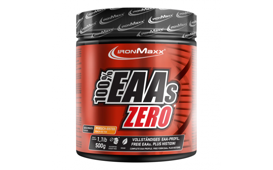 IronMaxx EAAs Zero – Peach Iced Tea – аминокислоты без сахара IronMaxx 100% EAAs Zero 500 г – аминокислоты без сахара, вкус Pe