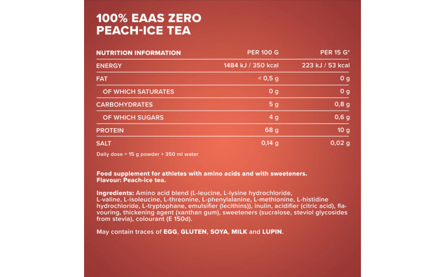 IronMaxx EAAs Zero – Peach Iced Tea – аминокислоты без сахара IronMaxx 100% EAAs Zero 500 г – аминокислоты без сахара, вкус Pe