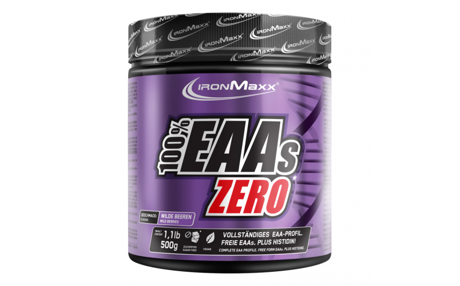 IronMaxx EAAs Zero – Wild Berries – аминокислоты Германия IronMaxx EAAs Zero 500 г – аминокислоты без сахара, вкус Wild Be
