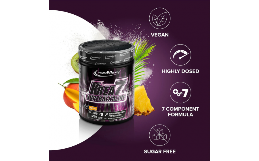 IronMaxx Krea7 Superalkaline Powder – 7 форм креатину, тропічний