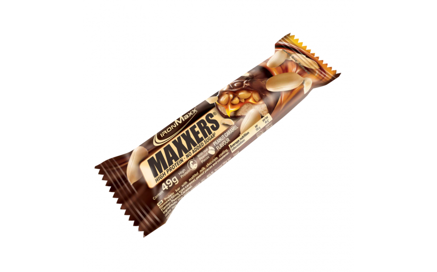 IronMaxx Maxxers Protein Bar – батончик з 27% білка, Арахіс-Кара IronMaxx Maxxers Protein Bar 49 г – Peanut Caramel; протеїновий