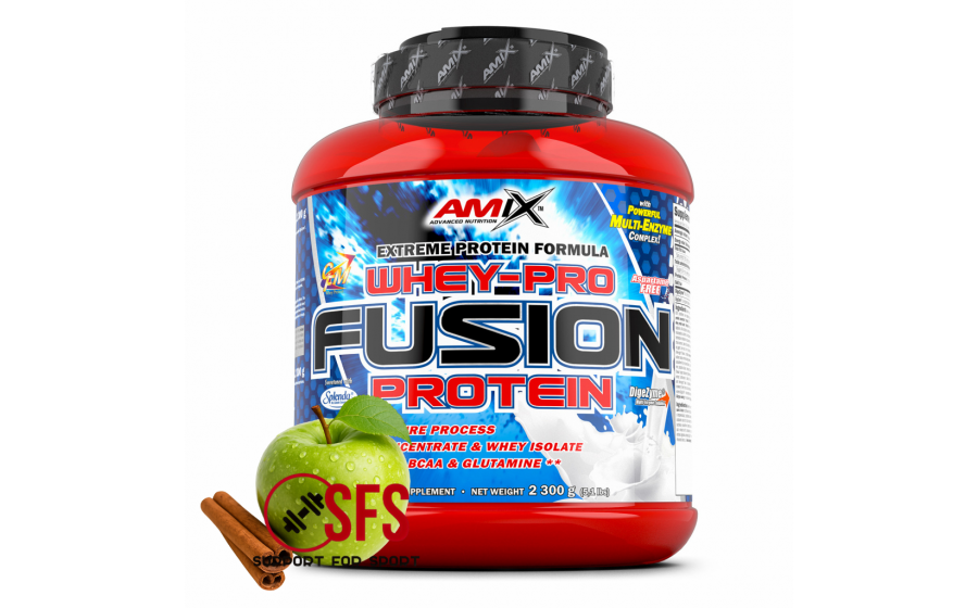AMIX Whey-Pro Fusion – 2300 г – смак Яблуко-кориця – сироваткови AMIX Whey-Pro Fusion яблуко-кориця 2300 г протеїн купити