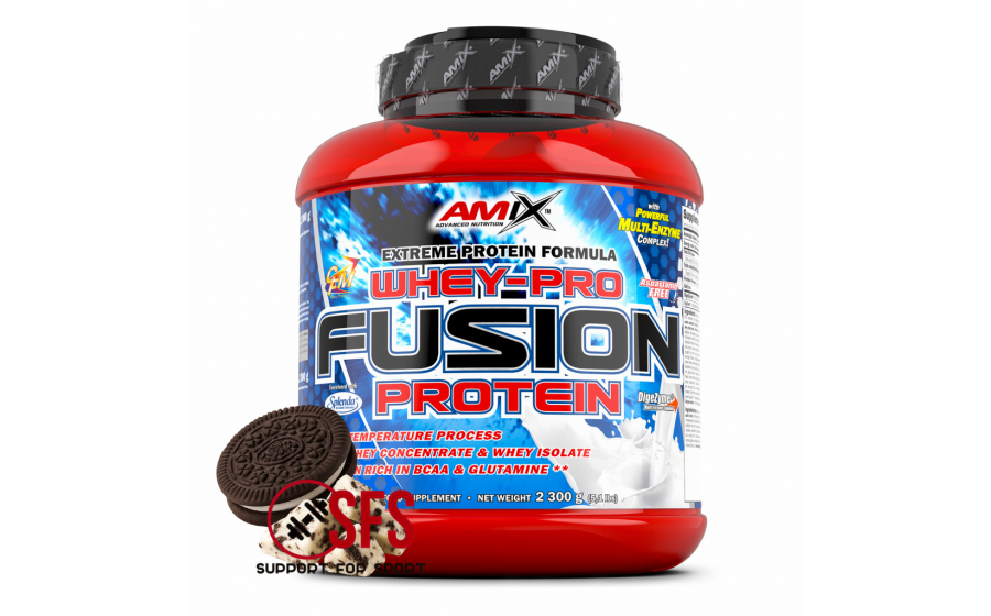 AMIX Whey-Pro Fusion – 2300 г – смак Cookies Cream – білок із гл AMIX Whey-Pro Fusion печиво з вершками 2300 г протеїн купити
