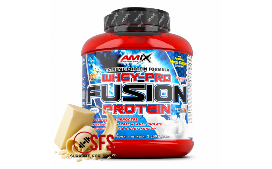 AMIX Whey-Pro Fusion – 2300 г – смак Double White Choco – білок AMIX Whey-Pro Fusion подвійний білий шоколад 2300 г протеїн купи