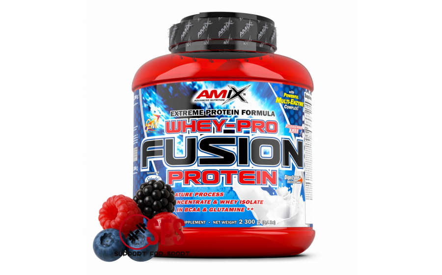 AMIX Whey-Pro Fusion – 2300 г – смак Лісові ягоди – білок із фер Протеїн AMIX Whey-Pro Fusion лісові ягоди 2300 г купити