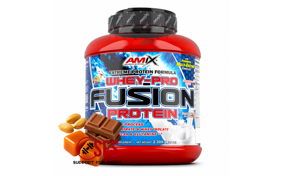 AMIX Whey-Pro Fusion – 2300 г – смак Peanut-Choco-Caramel – біло AMIX Whey-Pro Fusion арахіс шоколад карамель 2300 г купити