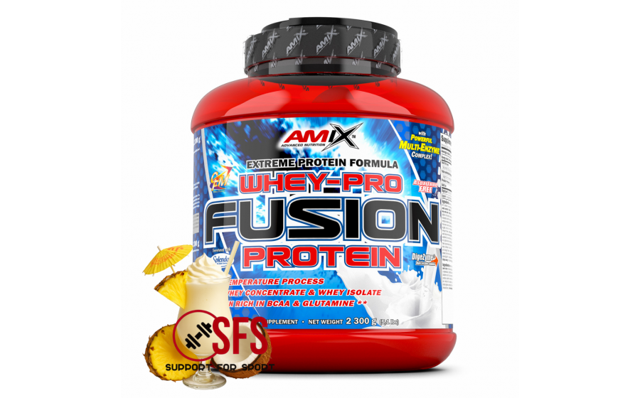 AMIX Whey-Pro Fusion – 2300 г – смак Піна Колада (ананас і кокос AMIX Whey-Pro Fusion піна колада 2300 г протеїн купити