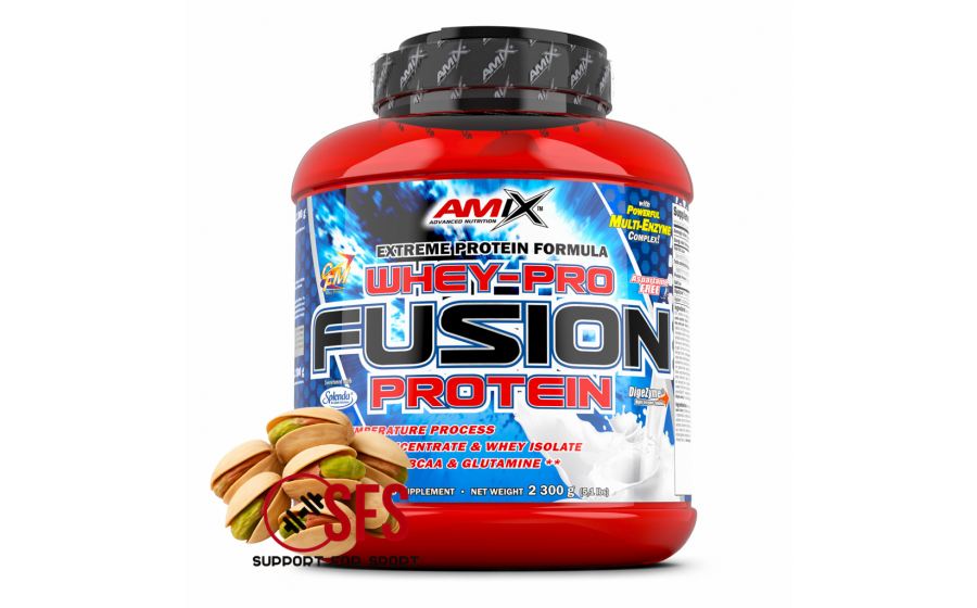 AMIX Whey-Pro Fusion – 2300 г – смак Pistachios – білок з ізолят Протеїн AMIX Whey-Pro Fusion фісташка 2300 г купити