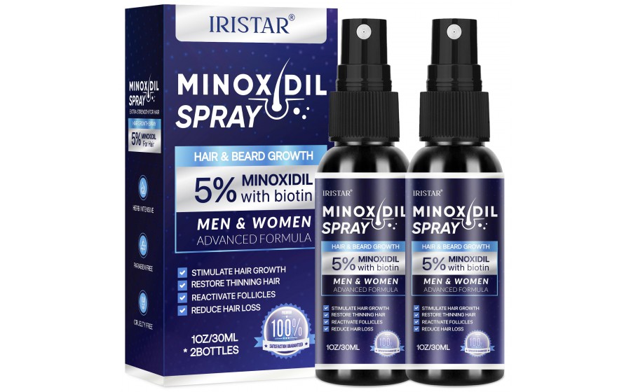 Iristar Minoxidil Spray with Biotin — стимуляція росту волосся Iristar Minoxidil Spray 5 % + Біотин — спрей для росту волосся,