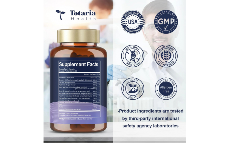 Totaria GLP‑1 Natural Support Akkermansia probiotic — 120 капсул
