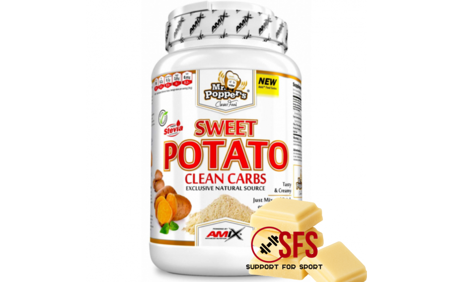 AMIX Mr.Poppers Sweet Potato Clean Carbs 1000 g White Chocolate AMIX Mr.Poppers Sweet Potato Clean Carbs 1000 g White Chocolate