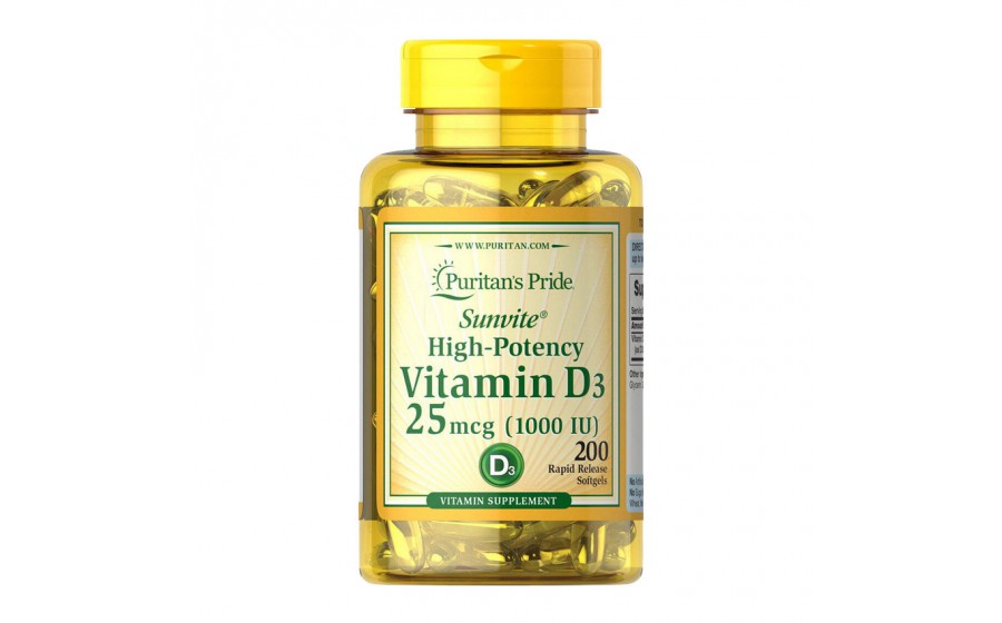 Vitamin D3 25 mcg (1000 IU) (200 softgels)