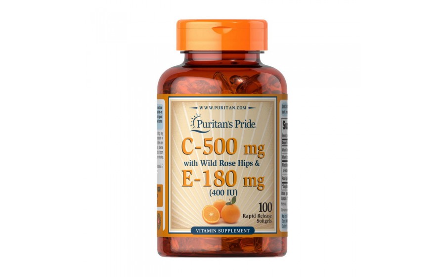 Vitamin C-500 mg with Rose Hips & E-180 mg (100 softgels)