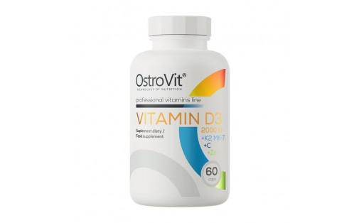 Vitamin D3 2000 IU+K2+MK-7+C+Zn (60 caps)