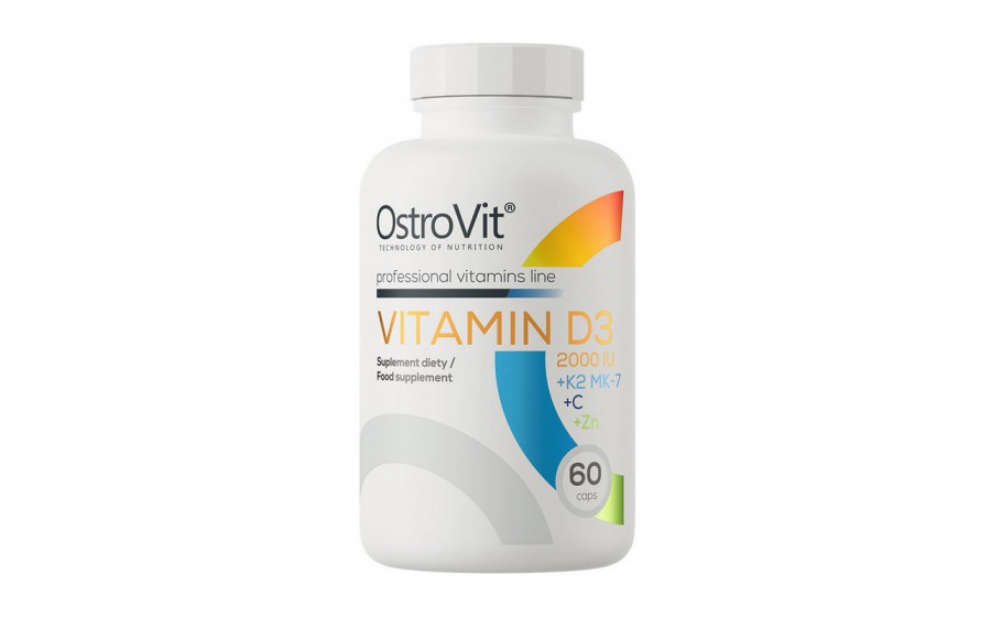 Vitamin D3 2000 IU+K2+MK-7+C+Zn (60 caps)