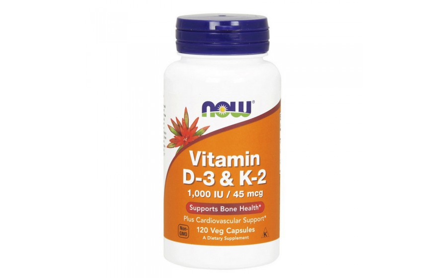 Vitamin D-3 & K-2 1000 IU/45 mcg (120 veg caps)