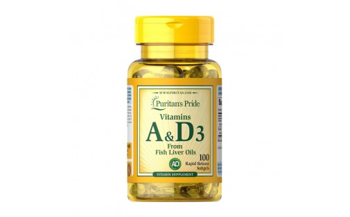 Vitamins A&D3 from Fish Liver Oils (100 softgels)