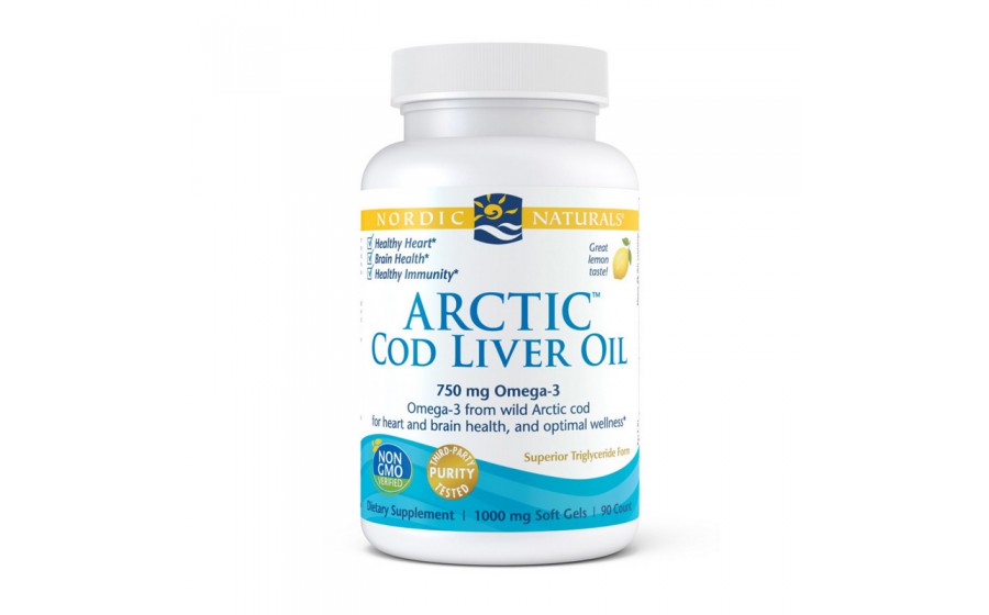 Arctic Cod Liver Oil 750 mg omega-3 (90 soft gels, great lemon)