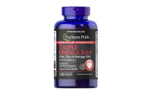 Maximum Strength Triple Omega 3-6-9 Fish, Flax & Borage Oils (120 softgels)