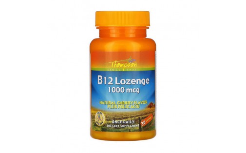 B-12 Lozenge 1000 mcg plus folic acid (30 lozenges, cherry)