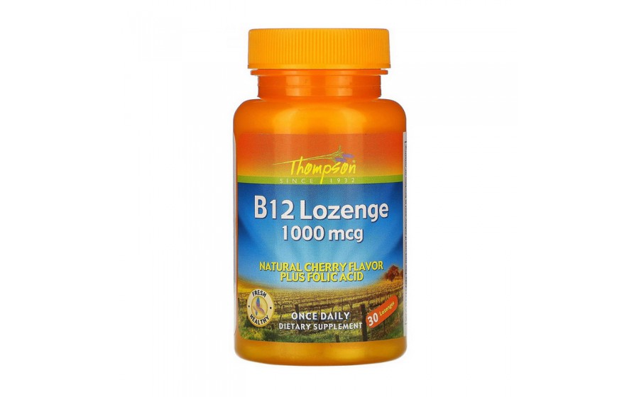 B-12 Lozenge 1000 mcg plus folic acid (30 lozenges, cherry)