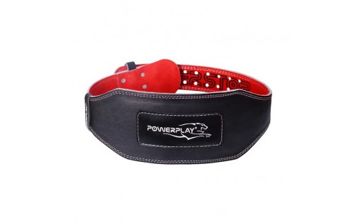 Leather Fitness Belt 5053 Black-Red (L size)