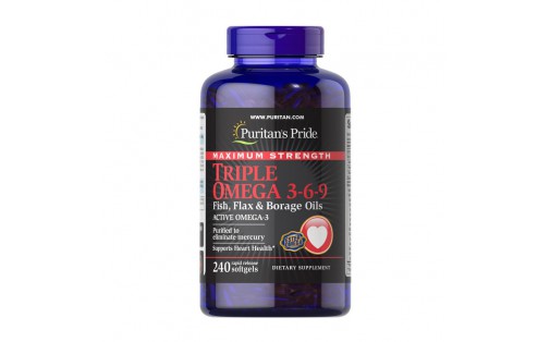 Maximum Strength Triple Omega 3-6-9 Fish, Flax & Borage Oils (240 softgels)