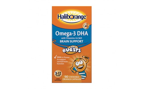 Omega-3 DHA + Vits A,C & D Brain Support (90 chew tab, orange)