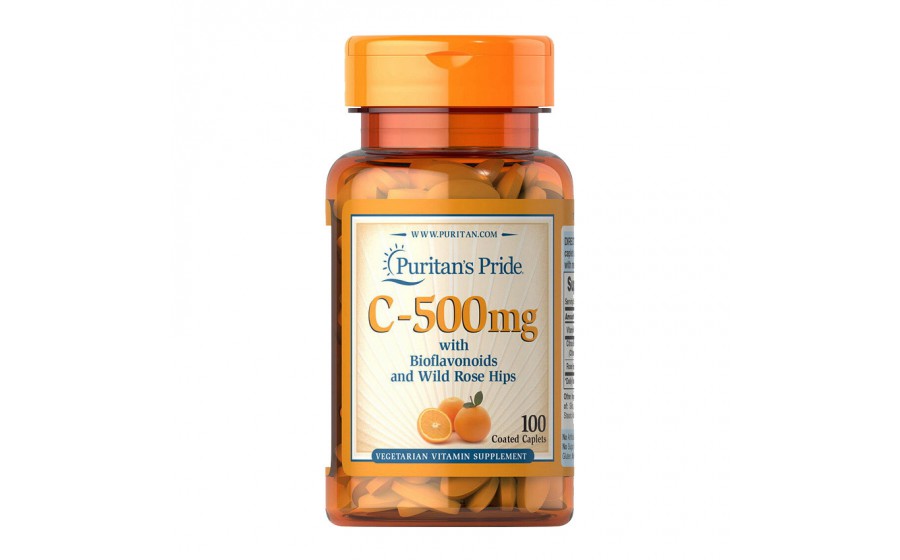 Vitamin C-500 mg with Bioflavonoids and Rose Hips (100 caplets)