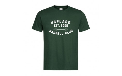 Barbell Club Fitted T-Shirt (L size, green/white)