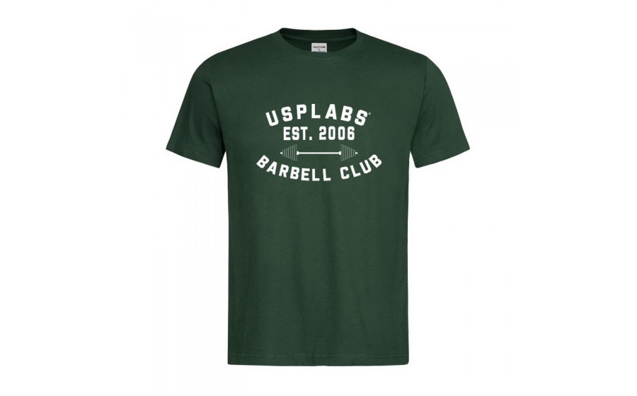 Barbell Club Fitted T-Shirt (L size, green/white)