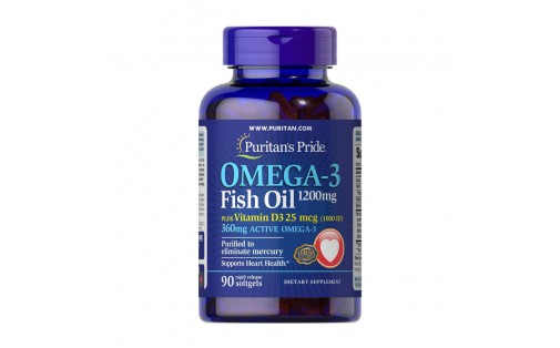 Omega-3 Fish Oil 1200 mg Plus Vitamin D3 1000 IU (90 softgels)