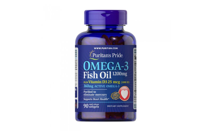 Omega-3 Fish Oil 1200 mg Plus Vitamin D3 1000 IU (90 softgels)